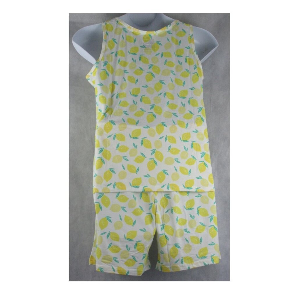 Muk Luks Women's 3-Piece Tank Top Shorts & Robe Pajama Set, Yellow Lemon, Medium - Picture 2 of 6
